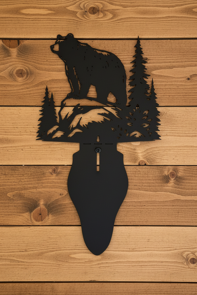 Bear Hanger on Wood Wall