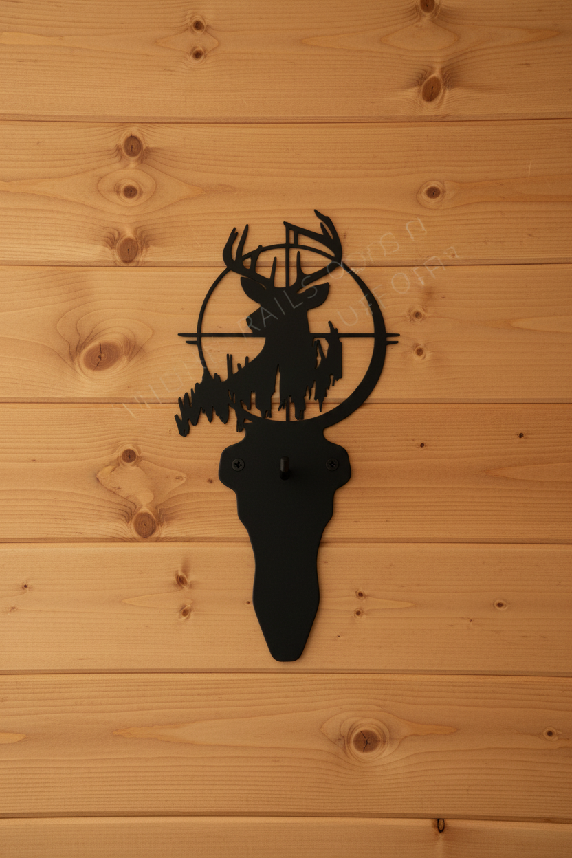 Deer Crosshair Hanger on Wood Wall
