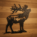 Elk Metal Wall Art on Warm Wood