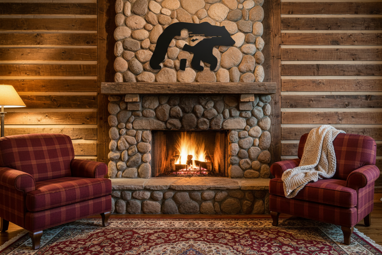 Bear Hunter Silhouette Metal Wall Art – 18x20 Matte Black Laser Cut Steel | Hang Em High Euro Hangers"