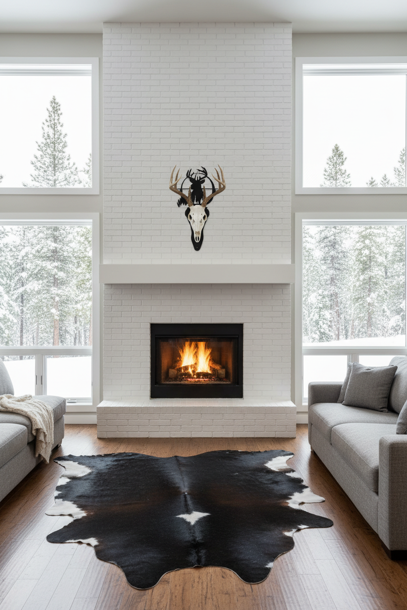 Modern Mountain Home Fireplace