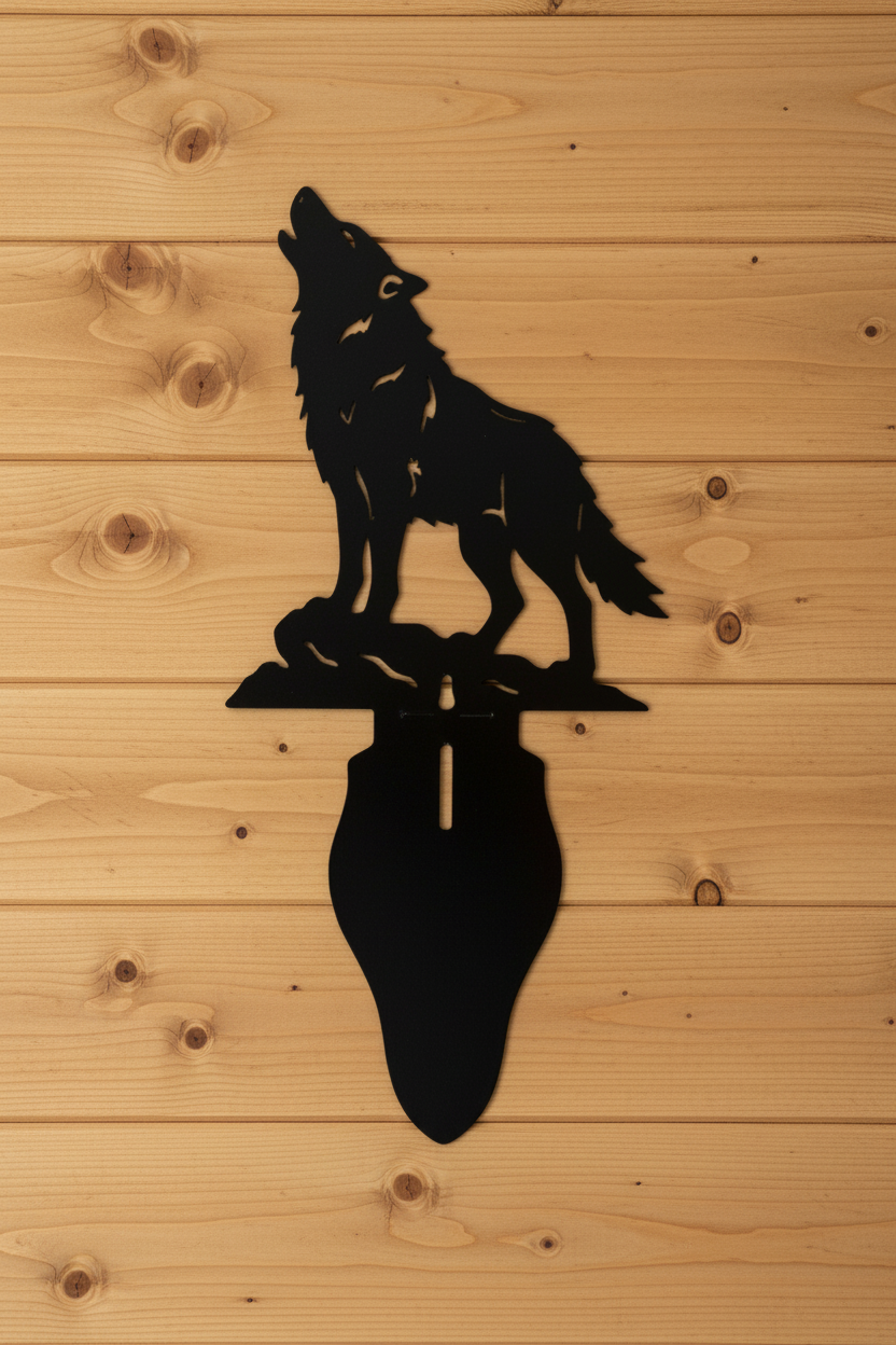 Wolf Hanger on Wood Wall